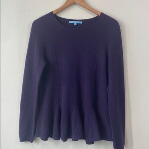 ANTONIO MELANI 100% Cashmere Purple Peplum Sweater